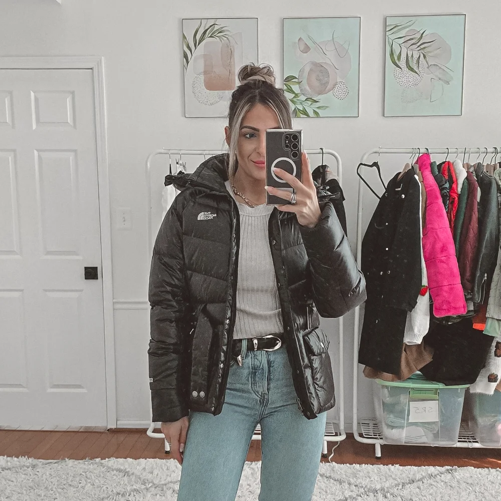 The North Face black Menlo belted puffer down jacket size S - Picture 4 of 15